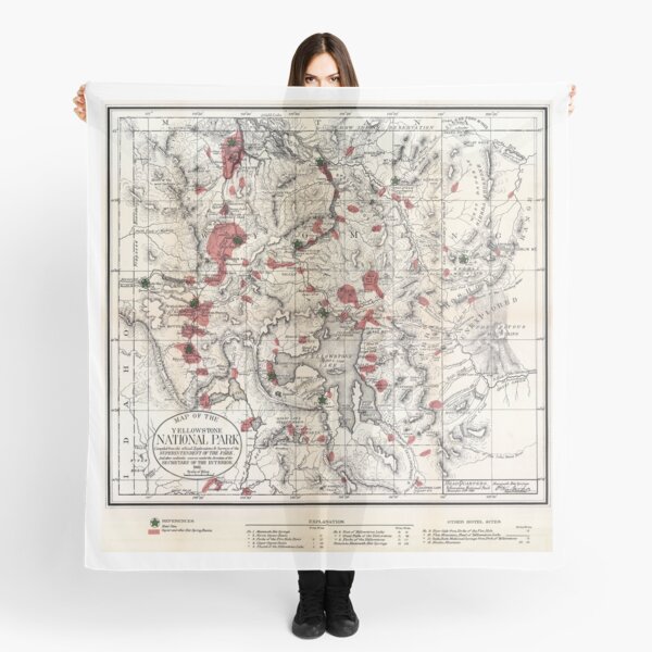 Yellowstone National Park Vintage Map Scarf