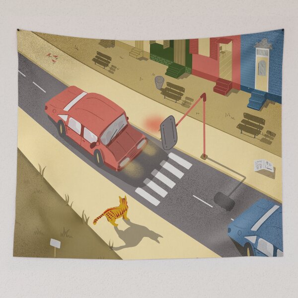 Item preview, Urban cat crossing the street designed and sold by Rômulo Queiroz.