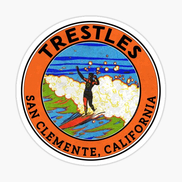 Surfing The Trestles San Clemente California Sticker