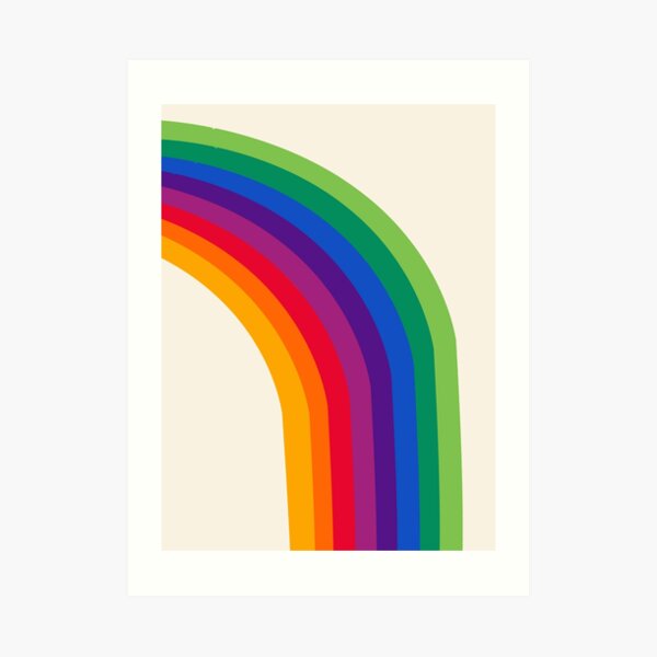 Groovy - rainbow 70s 1970s style retro throwback minimal happy hippie art decor Art Print