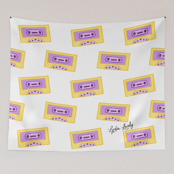 Artikelvorschau, Disco collection cassette tape purple and yellow- white background entworfen und verkauft von Studio Lydia Lovely.