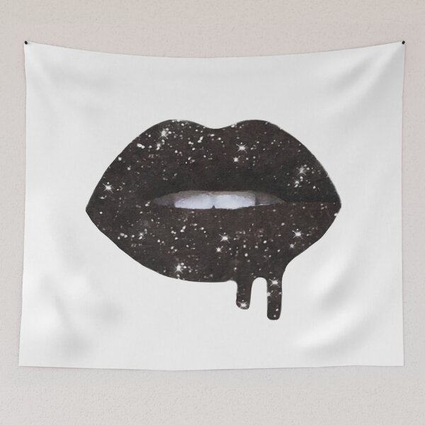 Item preview, Labios de brillo negro, boca abierta, labios con dientes, maquillaje, goteo de pintura designed and sold by AmandaGreenwood.
