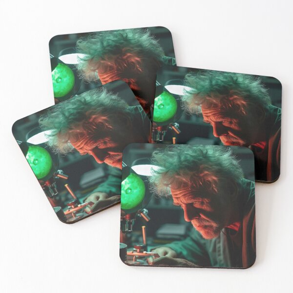 Item preview, "Green Light Obsession" - Digital Art Portrait of a Mad Scientist designed and sold by CreationP.