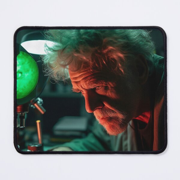 Item preview, "Green Light Obsession" - Digital Art Portrait of a Mad Scientist designed and sold by CreationP.