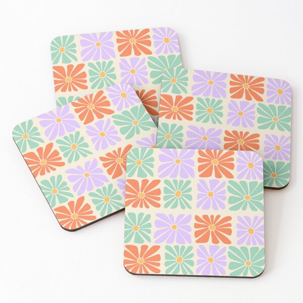 Item preview, Groovy Trippy Daisy Tiles Seamless Pattern Square Flowers Patchwork 1970 Retro Hippie  designed and sold by Throwtopia.