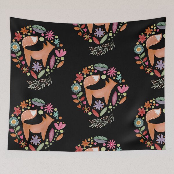 Item preview, Decorative Watercolor Fox And Flowers Circle Colorful Design designed and sold by EarthArtDesigns.