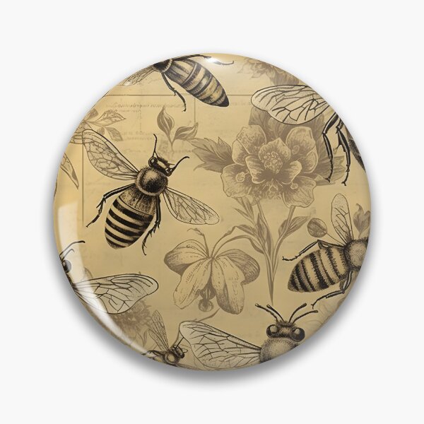 Item preview, Vintage Retro Flower Bee Pattern designed and sold by PatternBestFan.