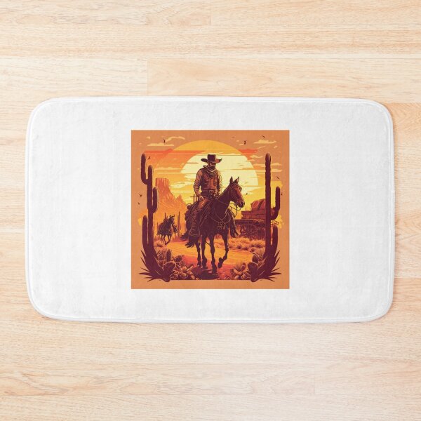 Item preview, Sunset Wild West Cowboy on a horse Western Desert Cactus T-shirt and sticker gift gifts designed and sold by Kacproshop.
