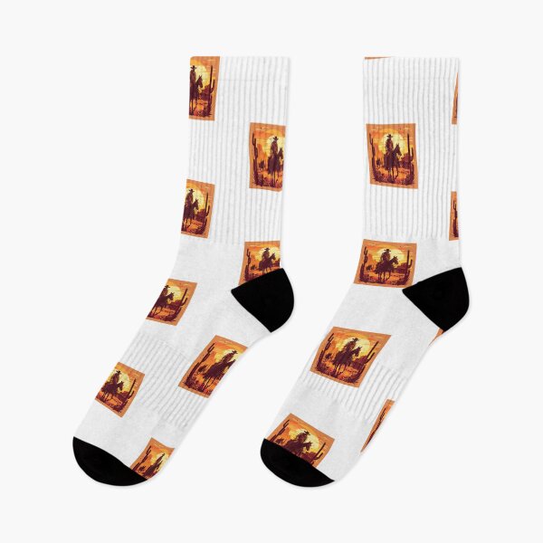 Item preview, Sunset Wild West Cowboy on a horse Western Desert Cactus T-shirt and sticker gift gifts designed and sold by Kacproshop.