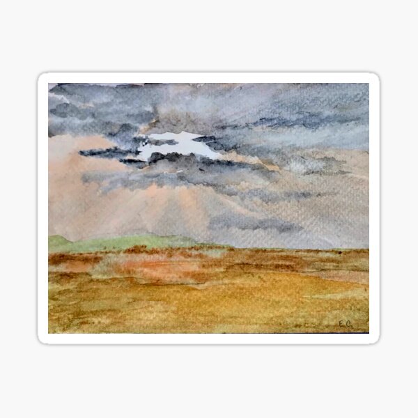 Item preview, Glowing sunset over a field  designed and sold by watercolorsLiz.