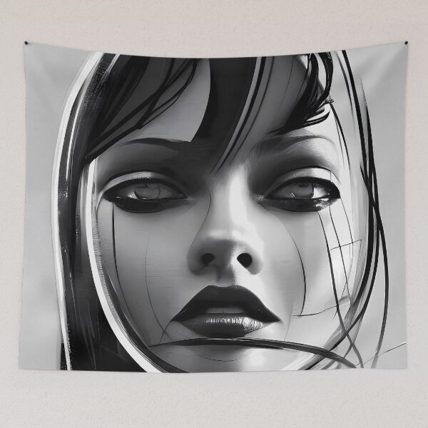Artikelvorschau, Modern Abstract Art Deco Black and White AI Art entworfen und verkauft von stayrad.