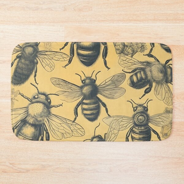 Item preview, Vintage Retro Flower Bees Pattern designed and sold by PatternBestFan.