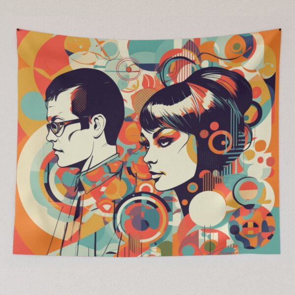 Item preview, MOD Retro Vintage 1960s 60s Hip London Mod Couple Mod-Inspired Art Optic Art Graphic Design designed and sold by Step, Repeat.