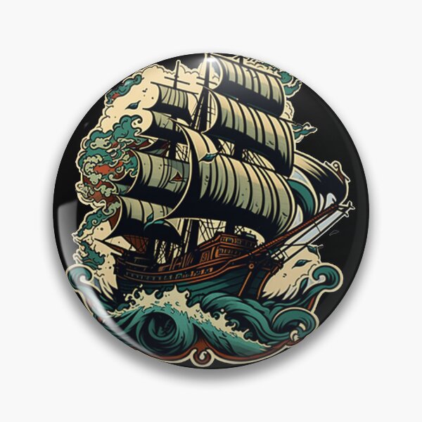 Artikelvorschau, Sailing Three Mast Ship, Sailor Jerry Style entworfen und verkauft von SvahaDesigns.