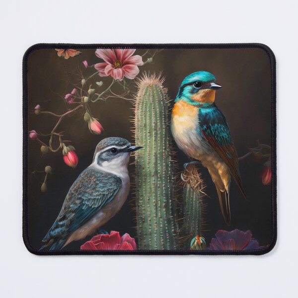 Item preview, Portrait of desert swallows among roses, aloe vera and plants designed and sold by hAITHAM1985.