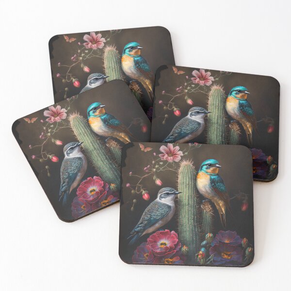 Item preview, Portrait of desert swallows among roses, aloe vera and plants designed and sold by hAITHAM1985.