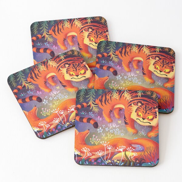 Item preview, Two Orange Hunters (Tiger and Fox Painting) designed and sold by Brittany Penn.