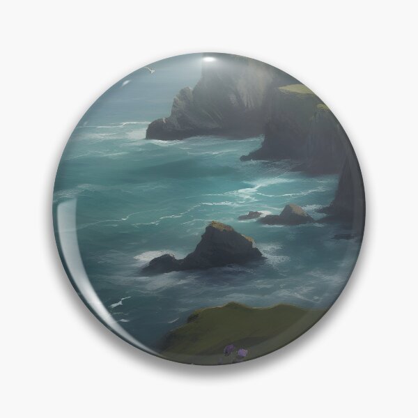 Item preview, Dramatic coastal cliffs overlooking a tumultuous sea designed and sold by synthetichoriz.