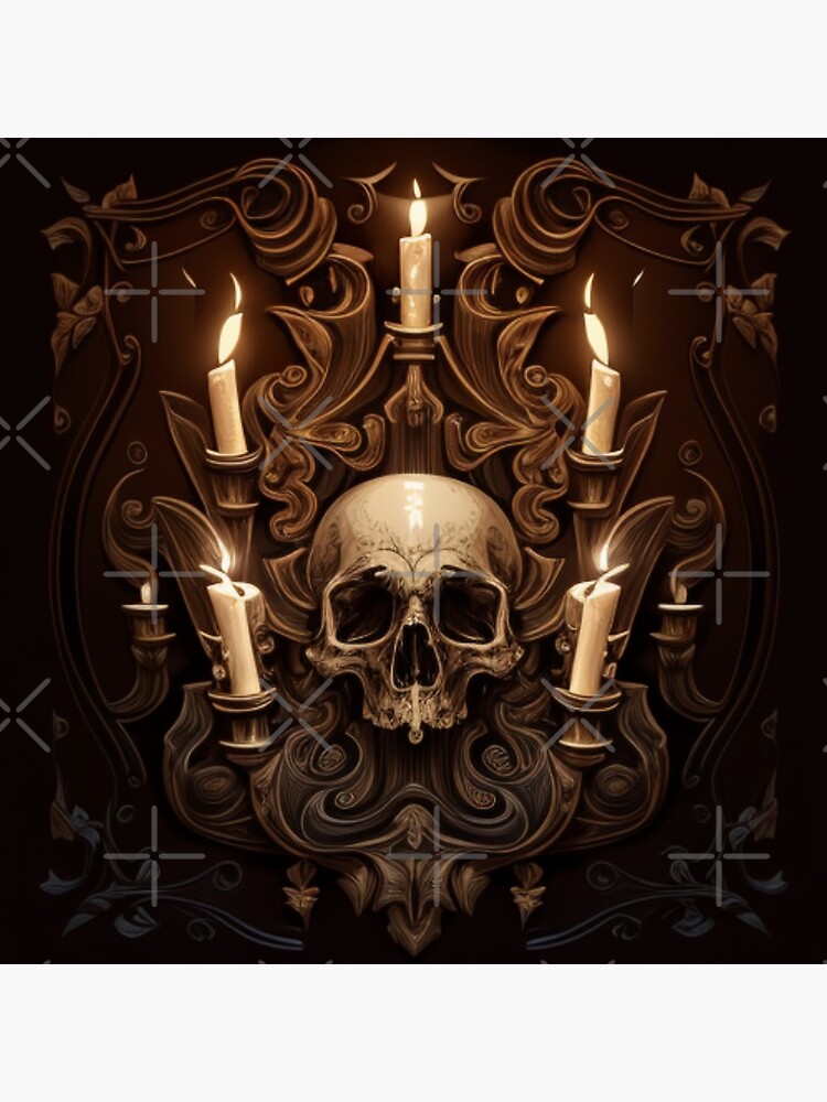 Gothic candlestick with skull Art Print by Nickyvb