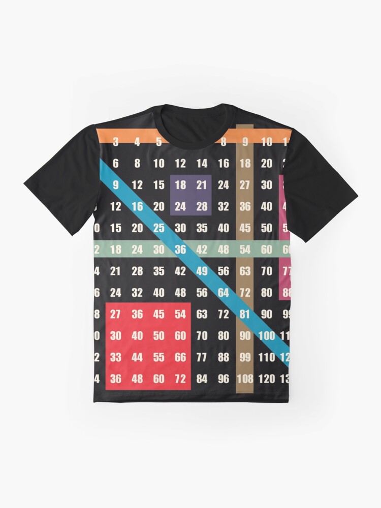 Alternate view of multiplication / times table on black Graphic T-Shirt