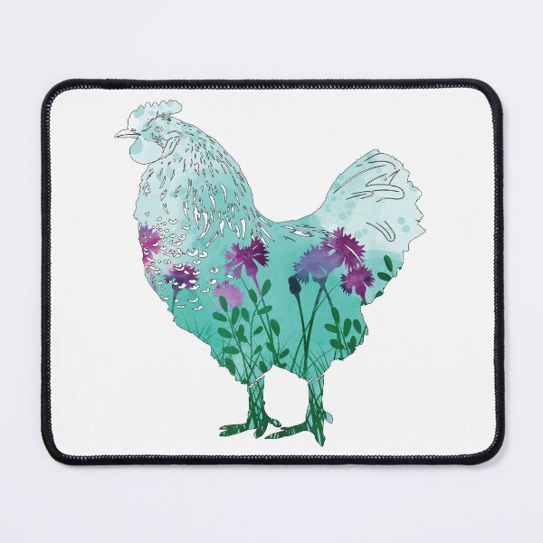 Item preview, Blue Background Floral Spring Chicken Silhouette designed and sold by designsmostfowl.