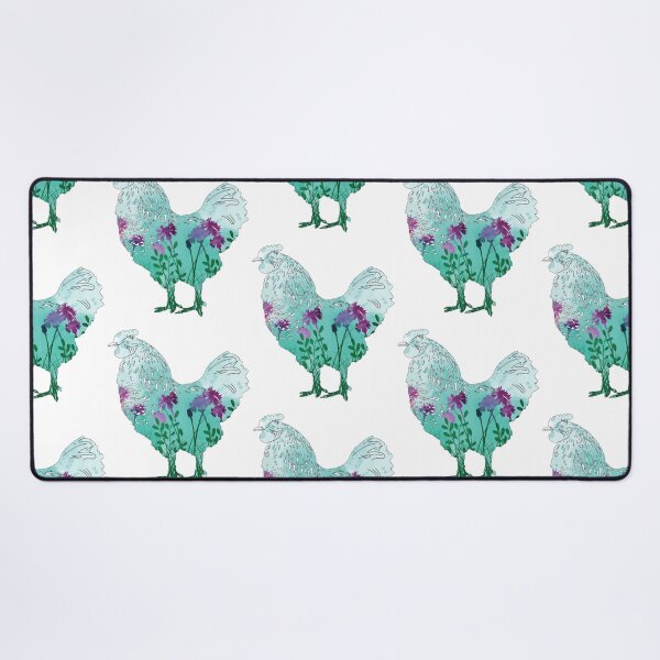 Item preview, Blue Background Floral Spring Chicken Silhouette designed and sold by designsmostfowl.