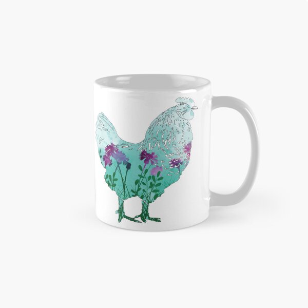 Item preview, Blue Background Floral Spring Chicken Silhouette designed and sold by designsmostfowl.