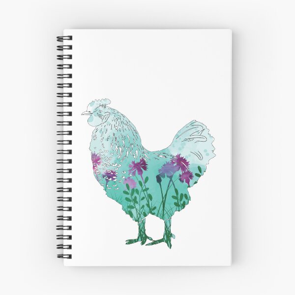 Item preview, Blue Background Floral Spring Chicken Silhouette designed and sold by designsmostfowl.
