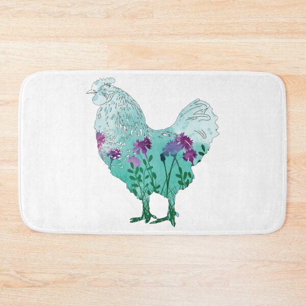 Item preview, Blue Background Floral Spring Chicken Silhouette designed and sold by designsmostfowl.