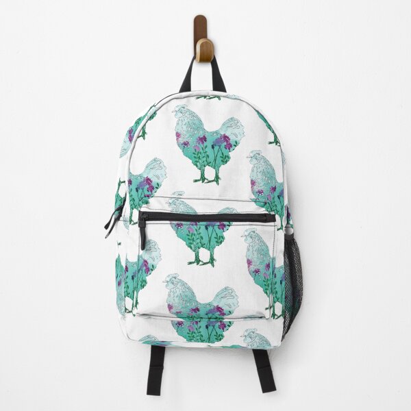Item preview, Blue Background Floral Spring Chicken Silhouette designed and sold by designsmostfowl.