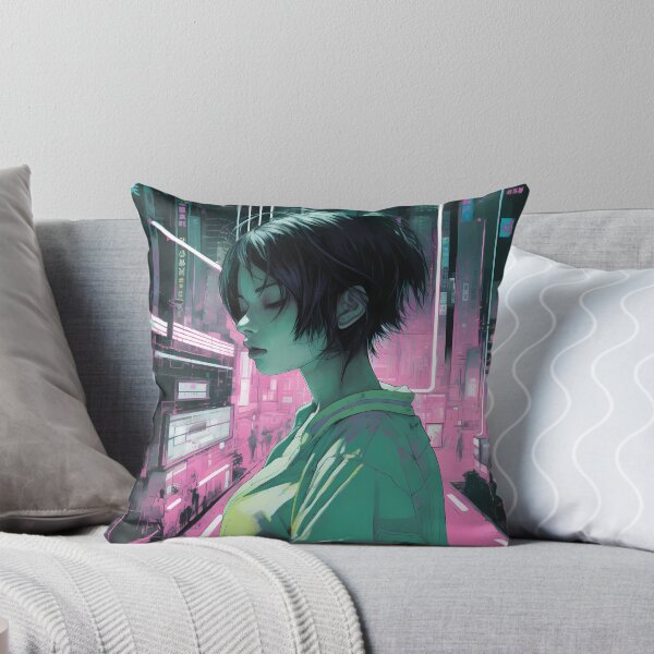 Item preview, Digital neon cyberpunk dystopian cityscape designed and sold by luckylilyrae.