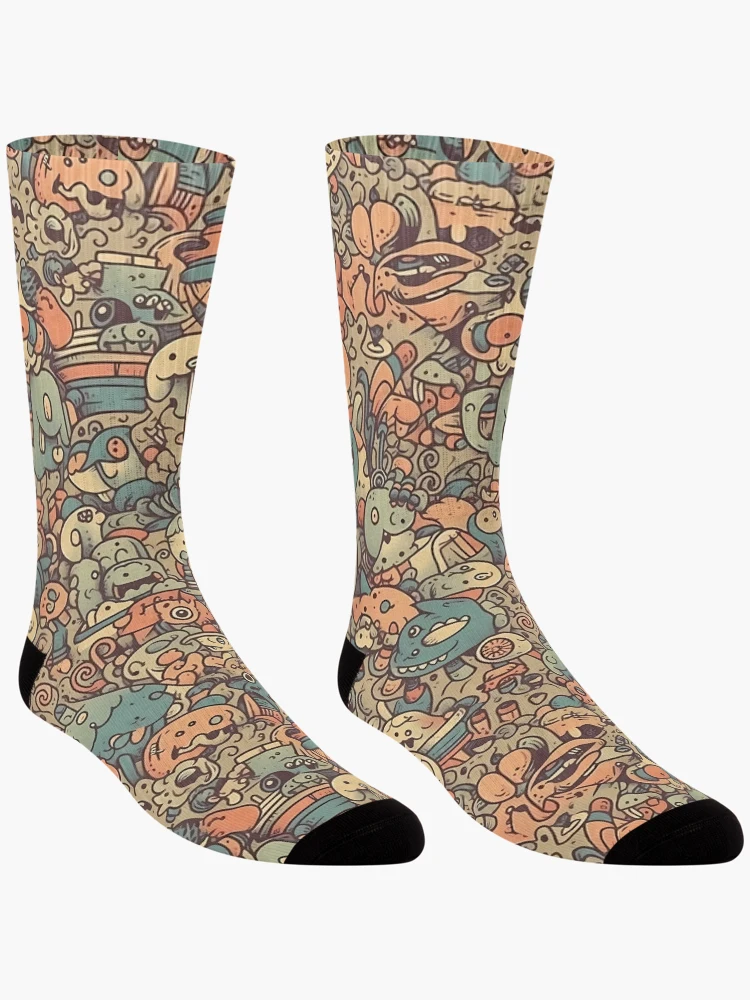 Thumbnail 3 of 5, Socks, Cartoon Pattern designed and sold by InkVibe.