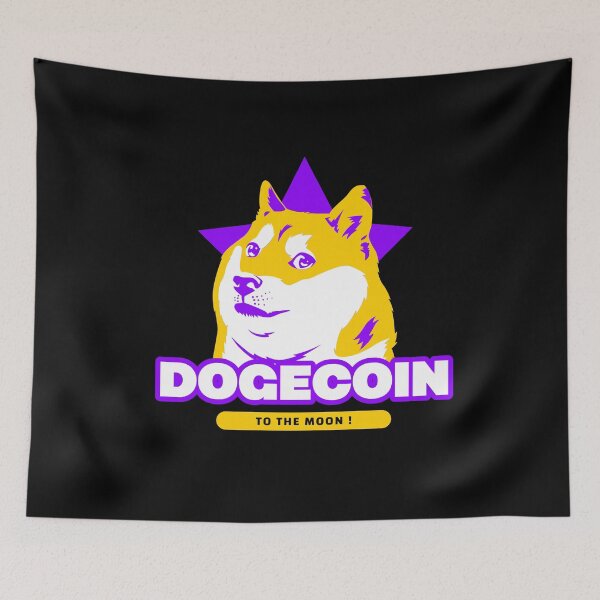 Item preview, Dogecoin To The Moon Purple stars Doge stickers designed and sold by NFTDesignsBLV.