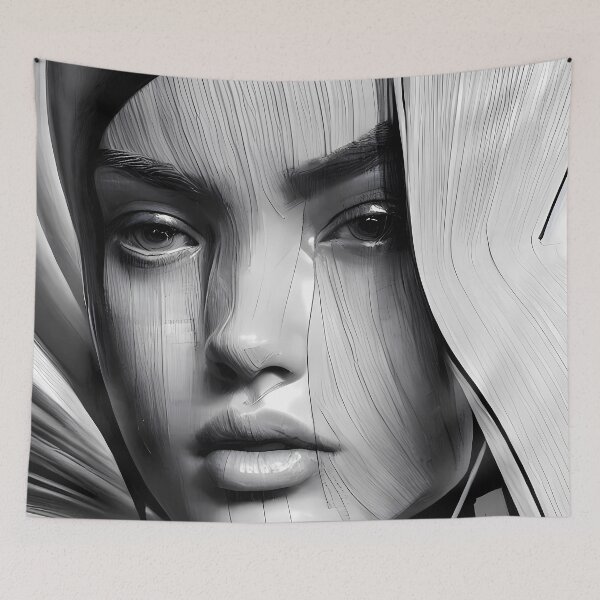 Artikelvorschau, Modern Abstract Art Deco Black and White AI Art entworfen und verkauft von stayrad.