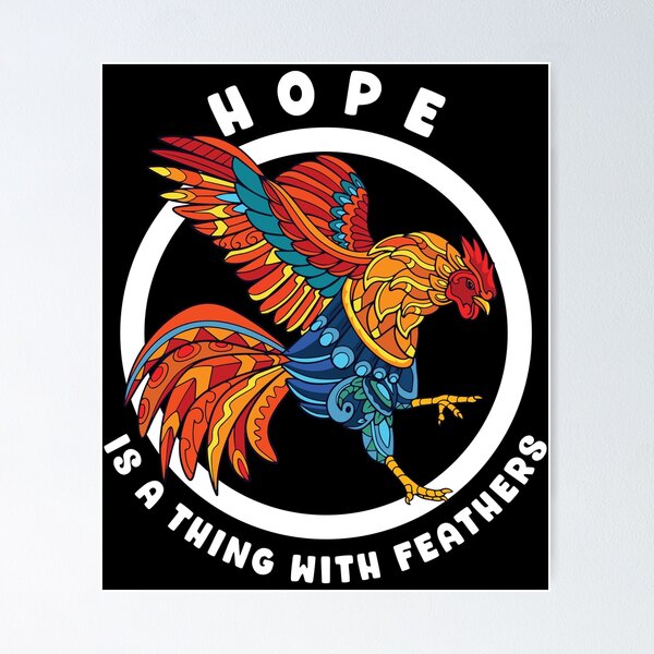 Item preview, Hope Is A Thing With Feathers Colorful Stylized Rooster for Dark Colors designed and sold by designsmostfowl.