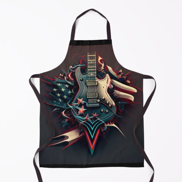 Item preview, Electric guitar illustration with neon lights on USA flag designed and sold by Nickyvb.