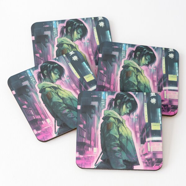 Item preview, Digital neon cyberpunk dystopian cityscape designed and sold by luckylilyrae.