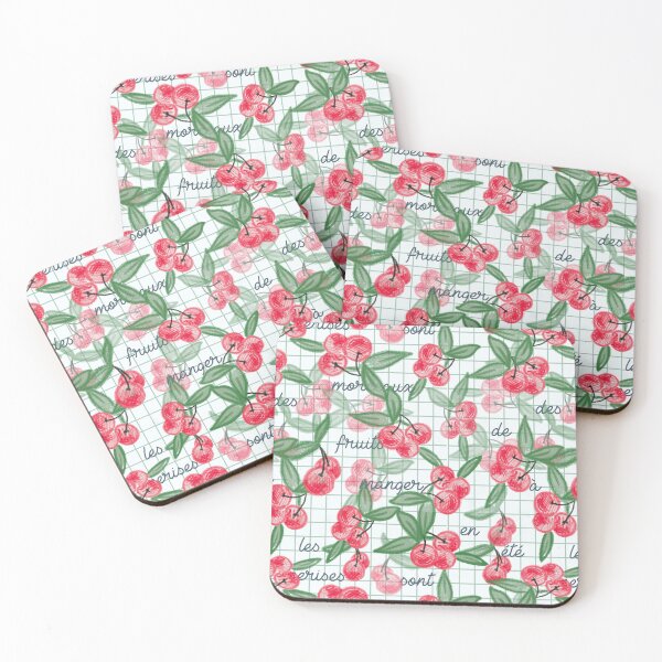Item preview, cherries with french text in white designed and sold by NEWGARDEN STUDIO.