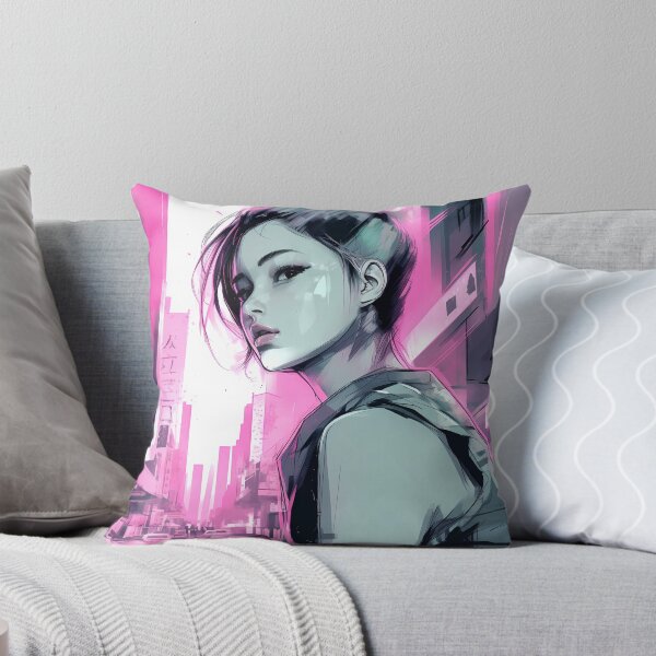 Item preview, Digital neon cyberpunk dystopian cityscape designed and sold by luckylilyrae.