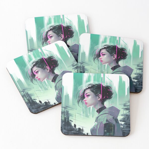 Item preview, Digital neon cyberpunk dystopian cityscape designed and sold by luckylilyrae.