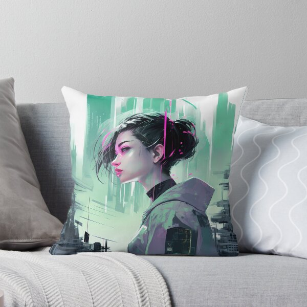 Item preview, Digital neon cyberpunk dystopian cityscape designed and sold by luckylilyrae.