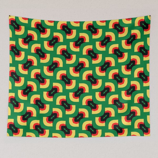 Item preview, Red, Green and Black Fan Shape on Green Background Pattern designed and sold by MimsTees.