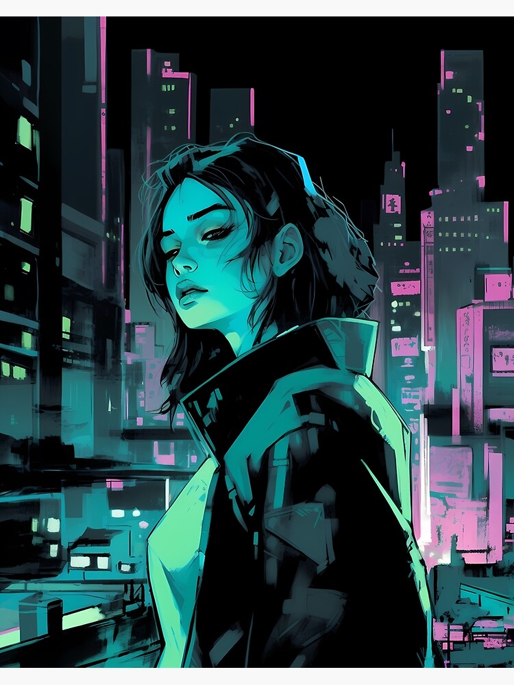 Cyberpunk Cityscape Girl Digital Art