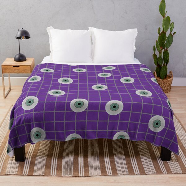 Item preview, Creepy Green Eyeballs On Purple Grid designed and sold by ColorZoo.