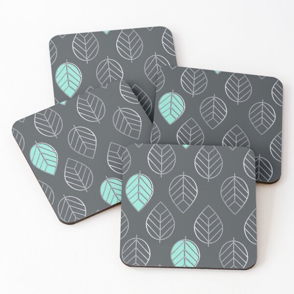 Item preview, Silver & Mint Modern Leaves Pattern designed and sold by tanyadraws.