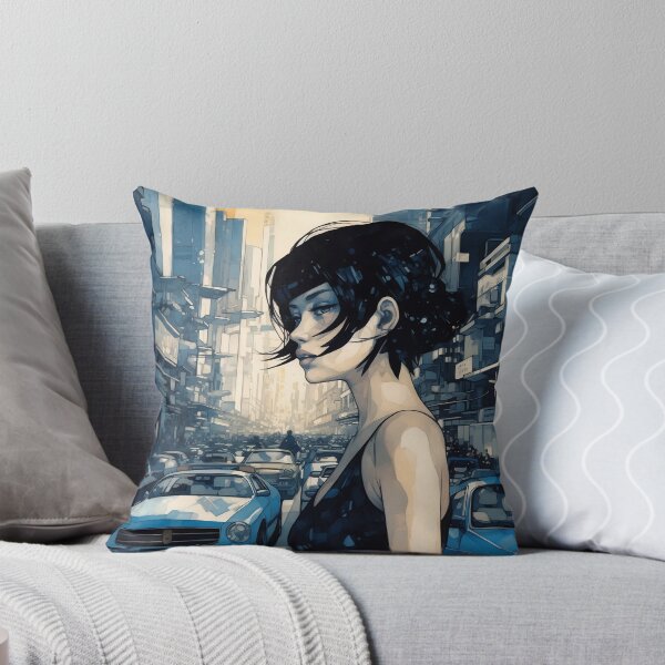 Item preview, Digital neon cyberpunk dystopian cityscape designed and sold by luckylilyrae.