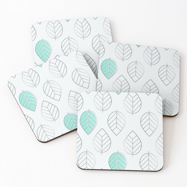 Item preview, Silver & Mint Modern Leaves Pattern designed and sold by tanyadraws.
