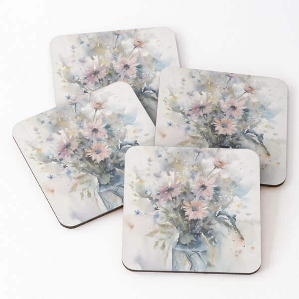 Artikelvorschau, Wildflower Symphony: Ein gedämpfter Aquarellstrauß entworfen und verkauft von OOSDesigns.