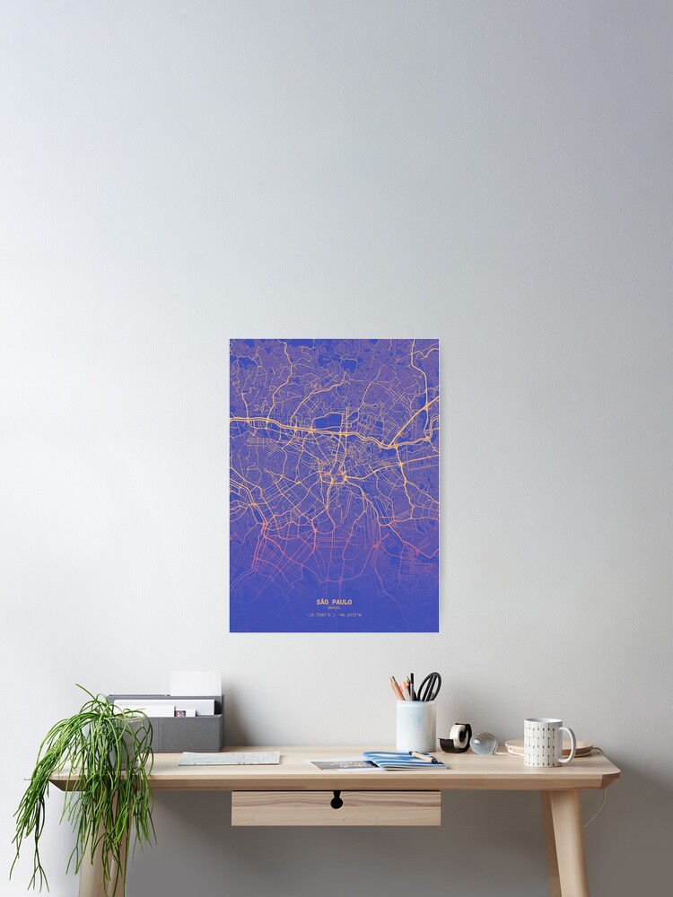 Thumbnail 2 von 3, Poster, São Paulo Synthwave Map designt und verkauft von dotperinchart.