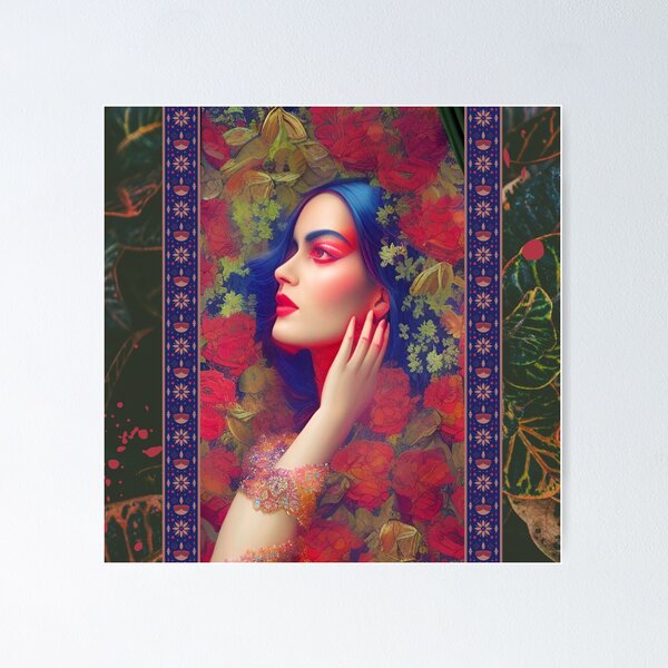Item preview, Pakistani Indian Desi Wall Art Canvas Truck Art Inspired Woman in Roses designed and sold by Hints-of-Home.